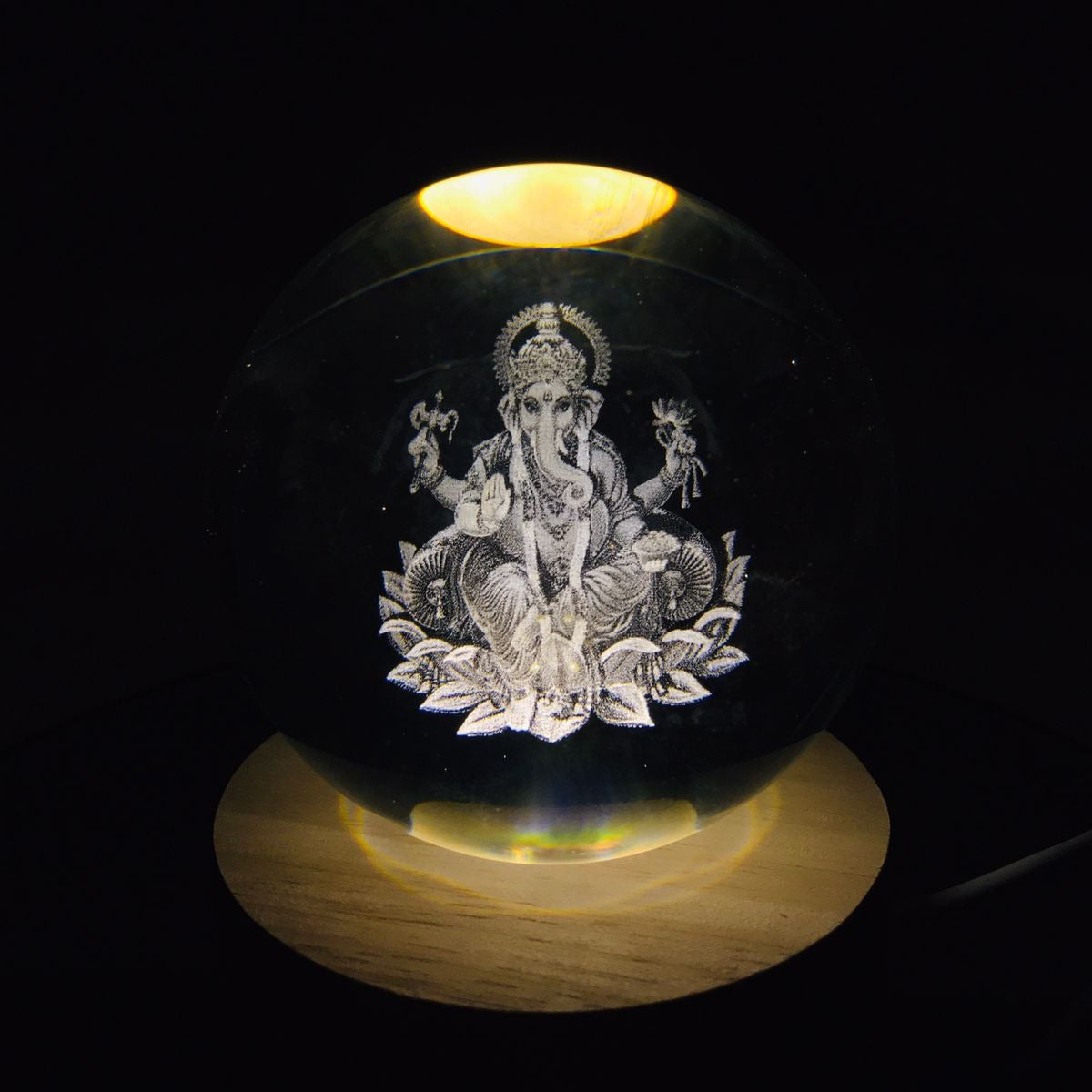 Gajanan Ganesh 3D Crystal Ball Lamp