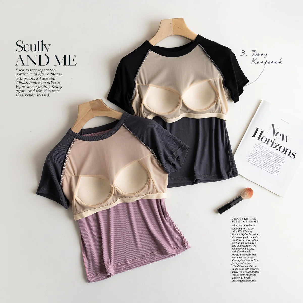 Padded Contarst Round Neck Padded T-shirt