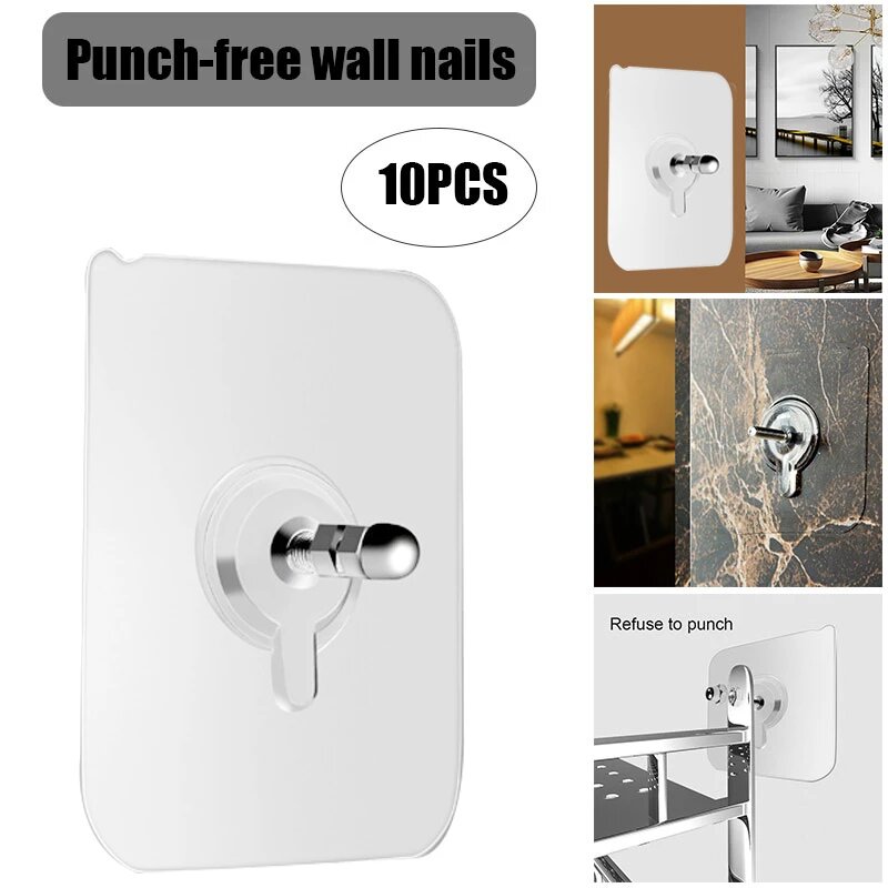 Drill Free Adhesive Hooks (Pack Of 10)