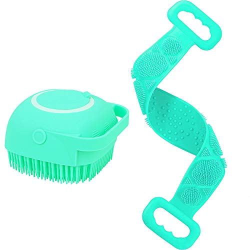 Silicone Bath Body Brush with Shampoo Dispenser + Body Back Scrubber (Combo Pack)