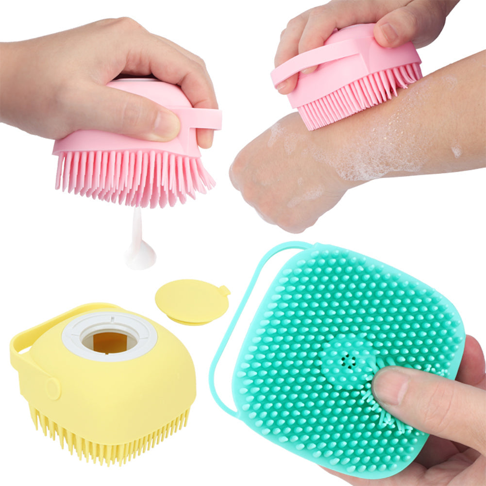 Silicone Bath Body Brush with Shampoo Dispenser + Body Back Scrubber (Combo Pack)