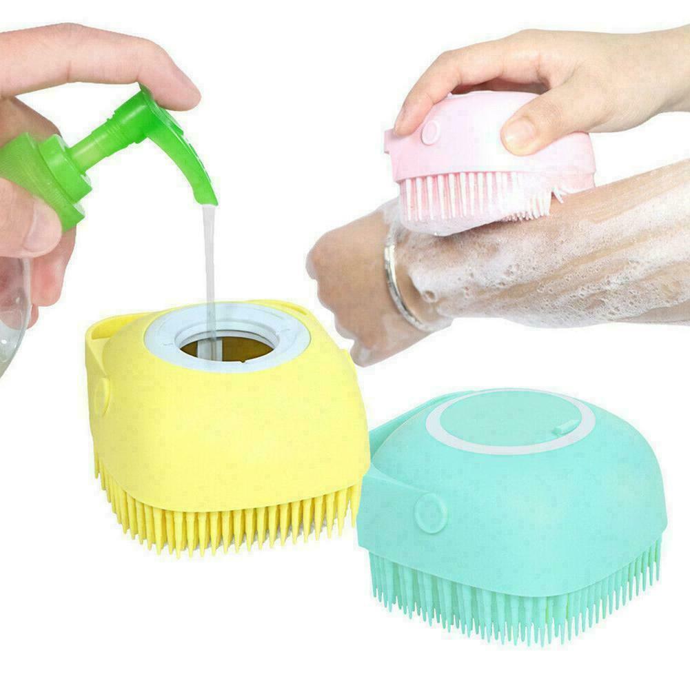 Silicone Bath Body Brush with Shampoo Dispenser + Body Back Scrubber (Combo Pack)