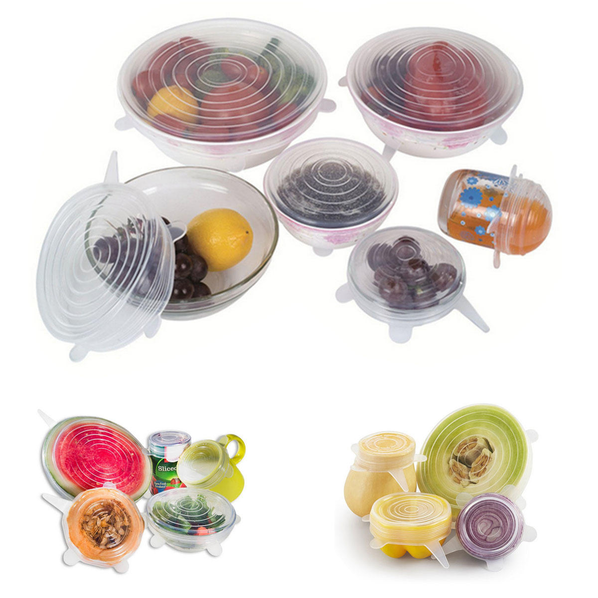 SILICONE REUSABLE STRETCH LIDS (SET OF 6)- BUY 1 GET 1 FREE