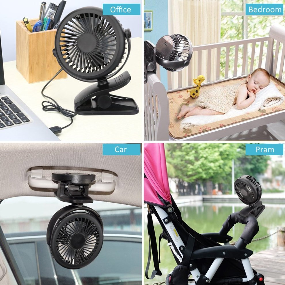 Portable Clip Fan With 360° Rotation & Strong Airflow