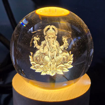 Gajanan Ganesh 3D Crystal Ball Lamp