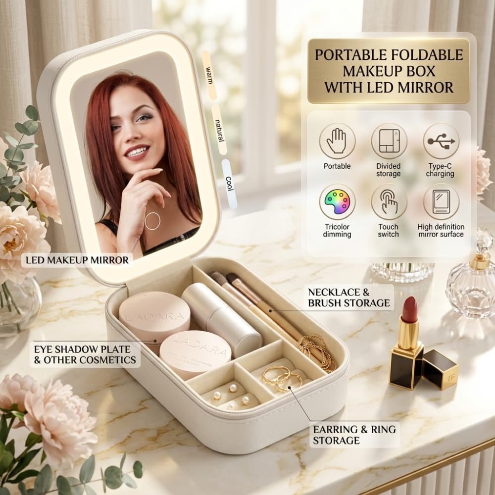 LED Mirror Makeup & Jewellery Box