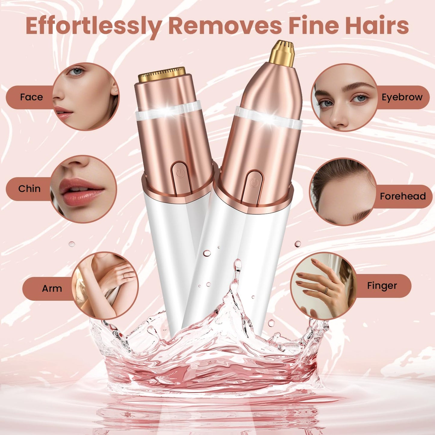 2 in 1 USB Rechargeable Eyebrow & Facial Hair Trimmer for Women