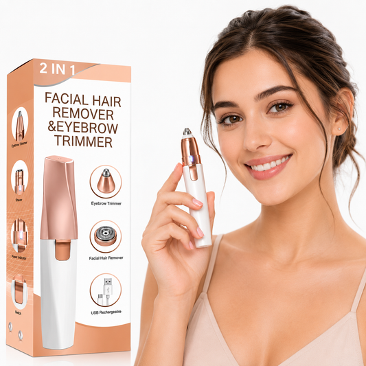 2 in 1 USB Rechargeable Eyebrow & Facial Hair Trimmer for Women
