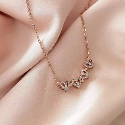 Heart Magnetic Clover Necklace - Rose Gold