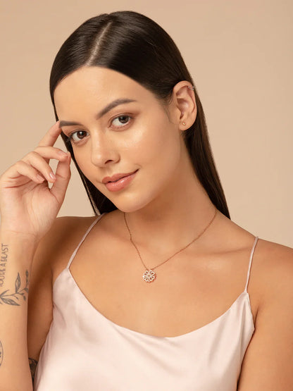Heart Magnetic Clover Necklace - Rose Gold
