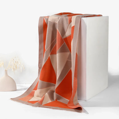 Velvet Geometric Scarf - Orange