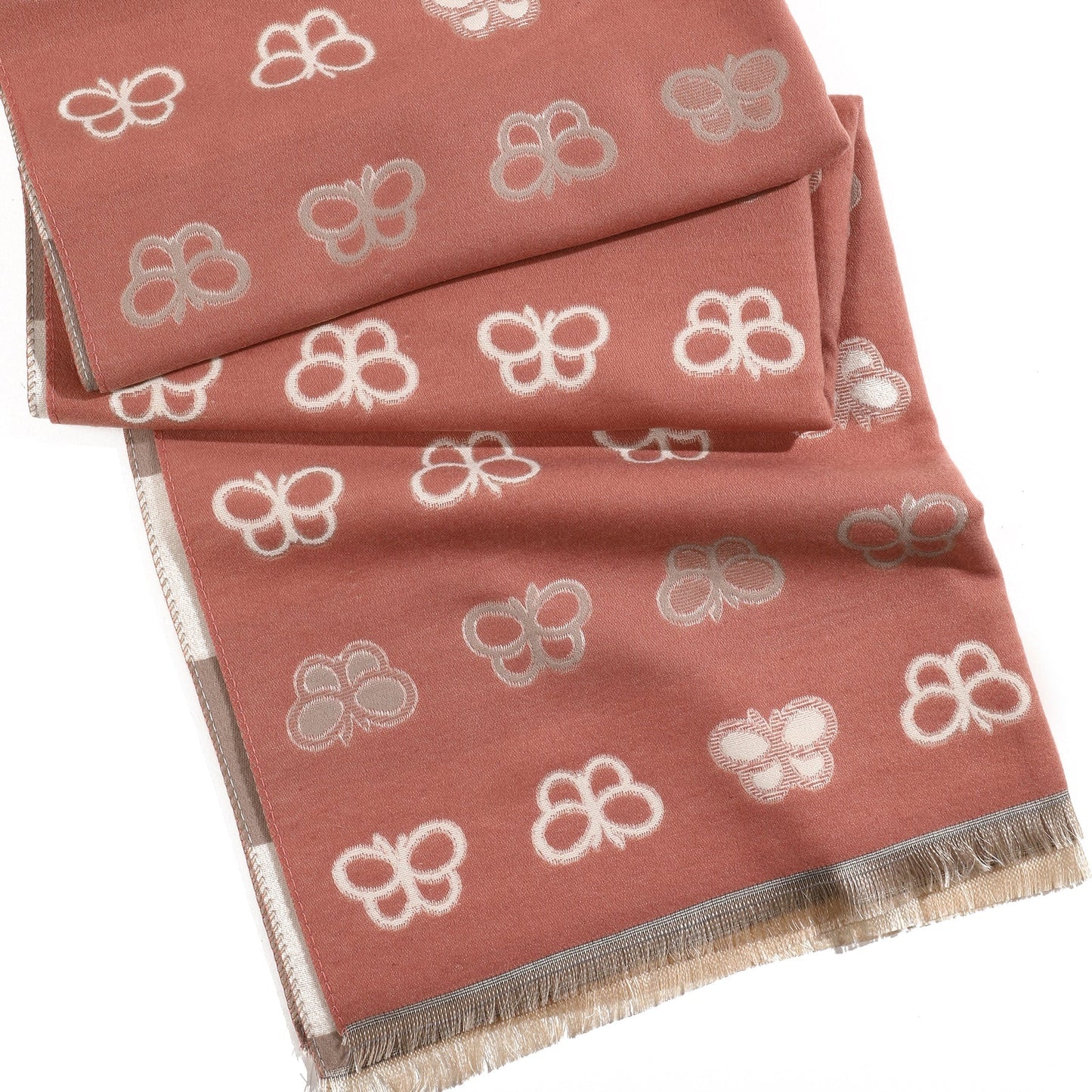 BlushWhisper Butterfly Knit Shawl-Pink,Beige