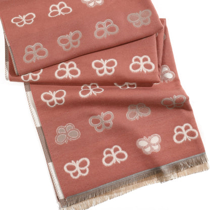 BlushWhisper Butterfly Knit Shawl-Pink,Beige