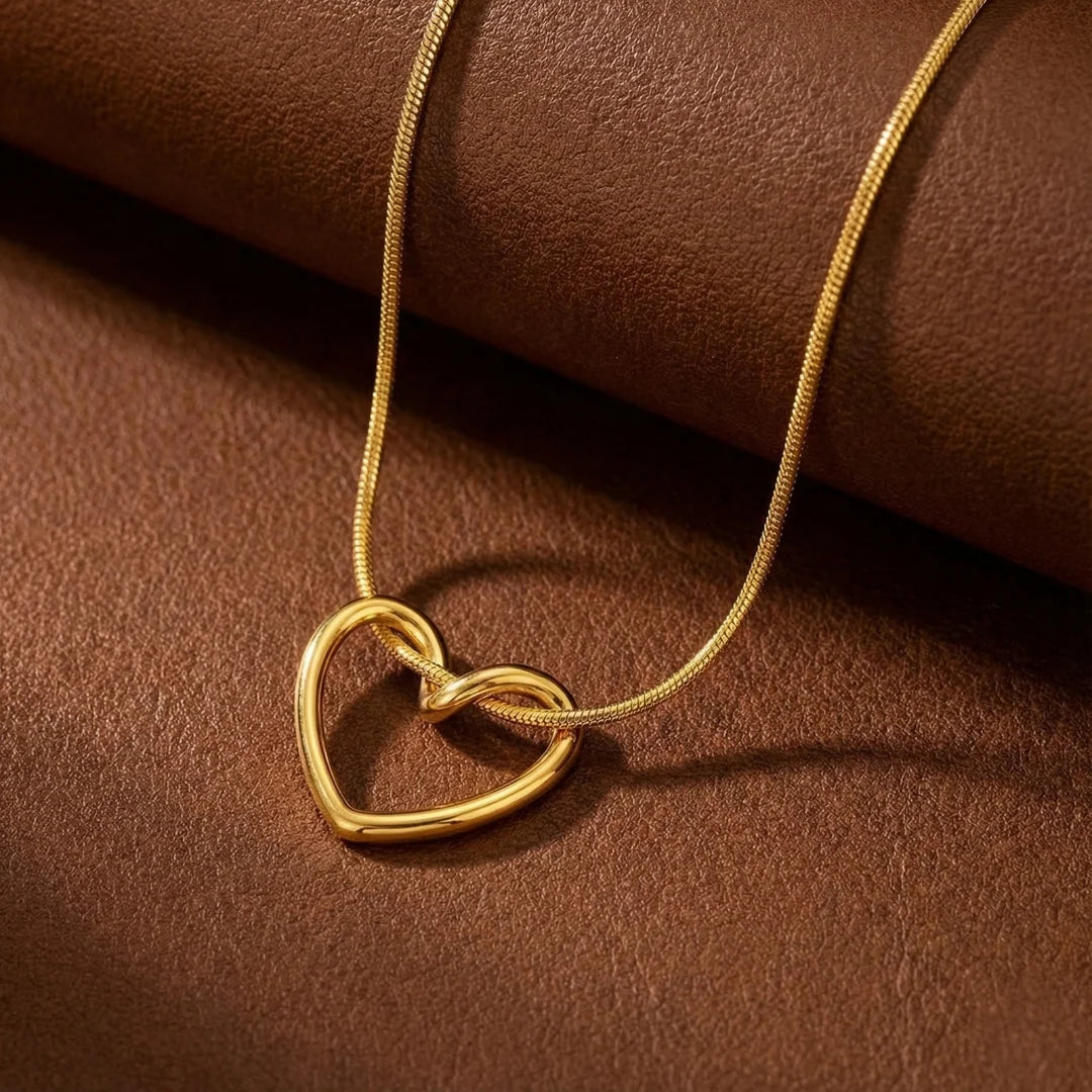 Heart Pendant Necklace and Stud Earring Set