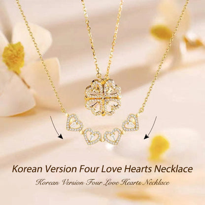 Shiny Four love Hearts Necklace