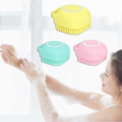 Silicone Bath Body Brush with Shampoo Dispenser + Body Back Scrubber (Combo Pack)